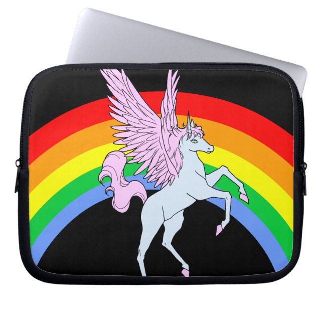 Corey Tiger 80s Unicorn Rainbow Laptop Sleeve (Front)
