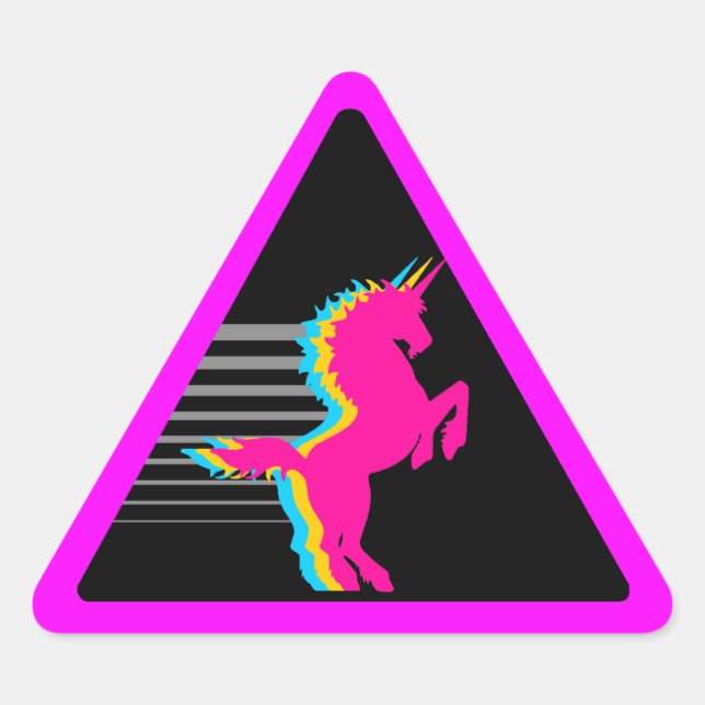 Corey Tiger 80s Unicorn Triangle Sticker (Front)