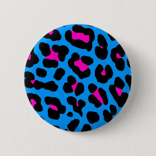 Corey Tiger 80s Vintage Blue Leopard 6 Cm Round Badge