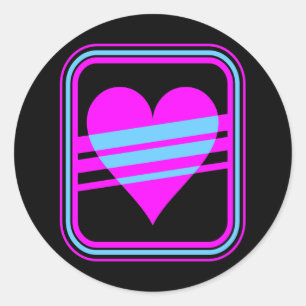 Corey Tiger 80s Vintage Heart & Stripes Classic Round Sticker