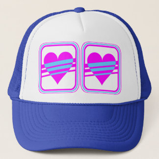 Corey Tiger 80s Vintage Heart & Stripes Trucker Hat