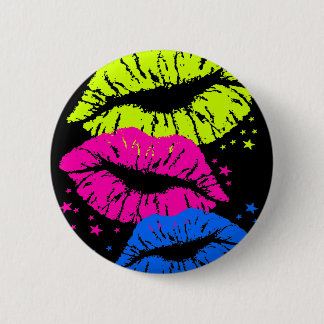 Corey Tiger 80s Vintage Lips & Stars Kisses 6 Cm Round Badge
