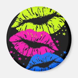 Corey Tiger 80s Vintage Lips & Stars Kisses Magnet
