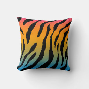 Corey Tiger 80s Vintage Neon Animal Stripes Cushion