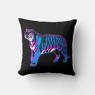 Corey Tiger 80s Vintage Neon Blue Tiger Cushion