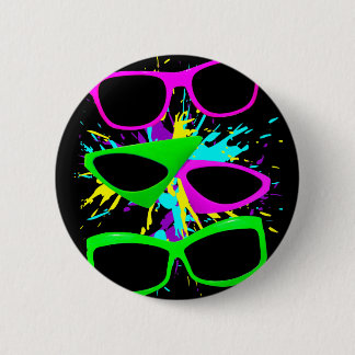 Corey Tiger 80s Vintage Neon Sunglasses Splatter 6 Cm Round Badge
