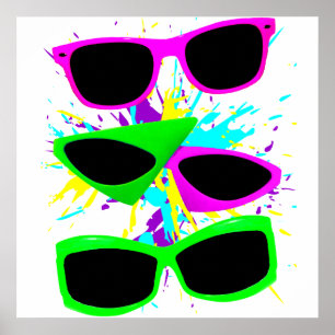 Corey Tiger 80s Vintage Neon Sunglasses Splatter Poster