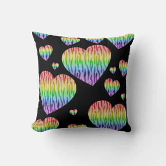 Corey Tiger 80s Vintage Rainbow Valentine Hearts Cushion