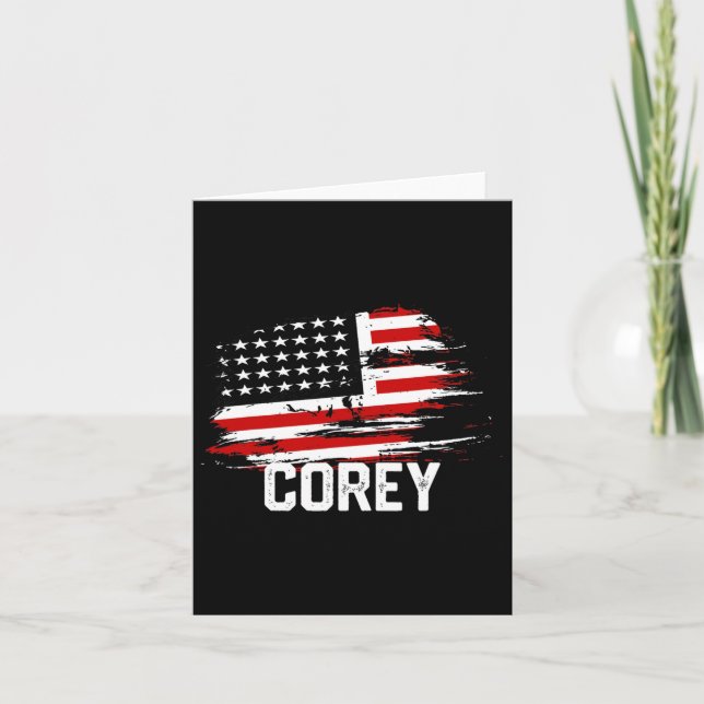 Corey Usa Flag Personalised 4th Of July Corey  Card (Front)