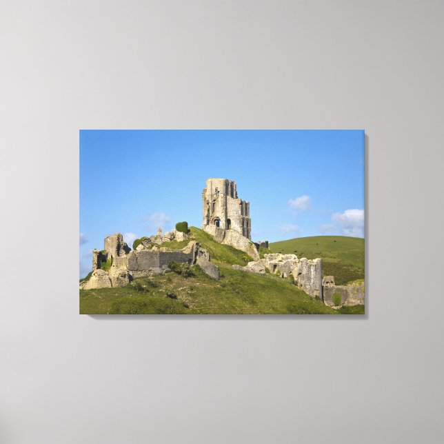 Corfe Castle, Corfe, Dorset, England Canvas Print (Front)