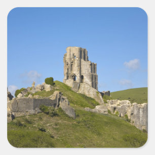 Corfe Castle, Corfe, Dorset, England Square Sticker