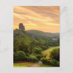Corfe Castle Sunrise Postcard