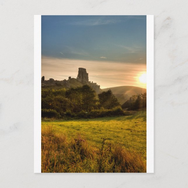 Corfe Castle Sunrise Postcard (Front)