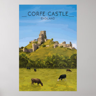 Corfe Castle Travel Poster