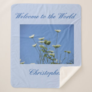 Corfu Cream Wildflowers Sherpa Blanket