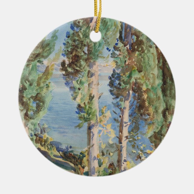 Corfu Cypresses by John Singer Sargent Ceramic Tree Decoration (Front)