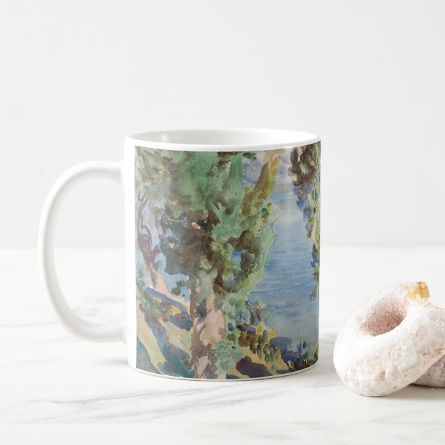 Corfu Cypresses by John Singer Sargent Coffee Mug (With Donut)
