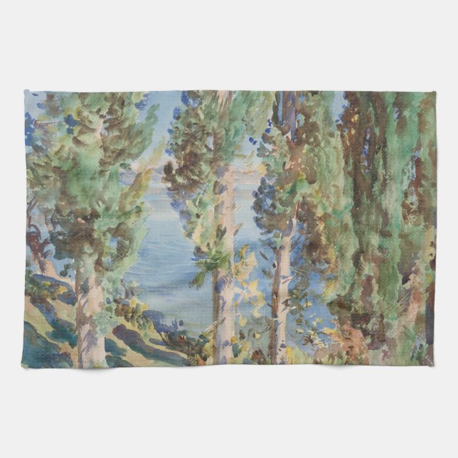 Corfu Cypresses by John Singer Sargent Tea Towel (Horizontal)