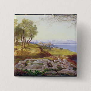 Corfu from Ascension, c.1856-64 (oil on canvas) 15 Cm Square Badge