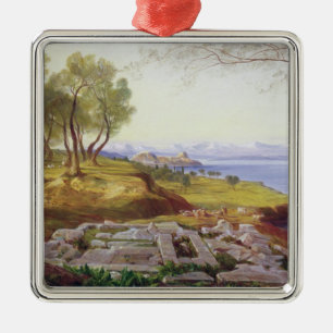 Corfu from Ascension, c.1856-64 (oil on canvas) Metal Tree Decoration