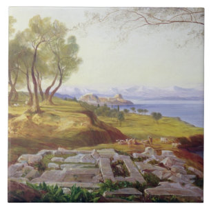 Corfu from Ascension, c.1856-64 (oil on canvas) Tile
