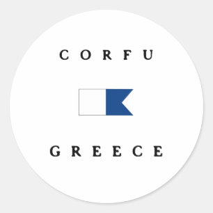 Corfu Greece Alpha Dive Flag Classic Round Sticker