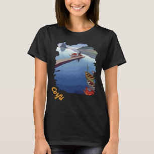 Corfu Greece Coastal Harbour Blue Travel T-Shirt