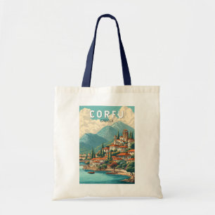 Corfu Greece Illustration Travel Art Vintage Tote Bag