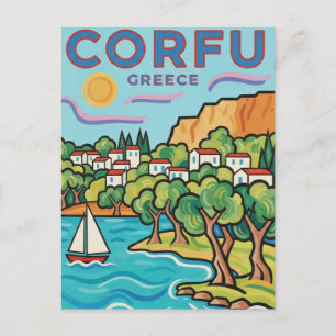 Corfu Greece Travel Postcard