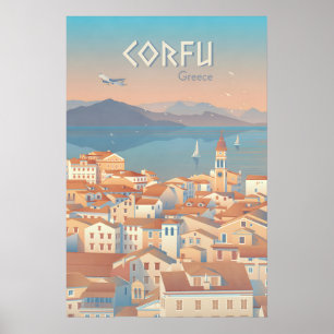 Corfu Greece Travel Poster