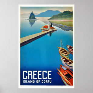 Corfu Greece Travel Poster