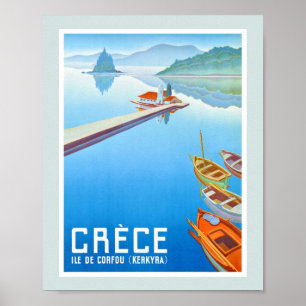 Corfu, Greece Vintage Travel Poster Restored