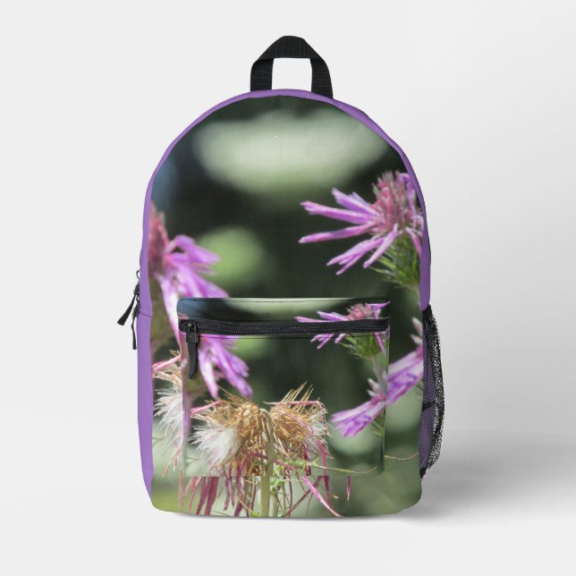 Corfu Lilac Wildflowers Printed Backpack (Front)