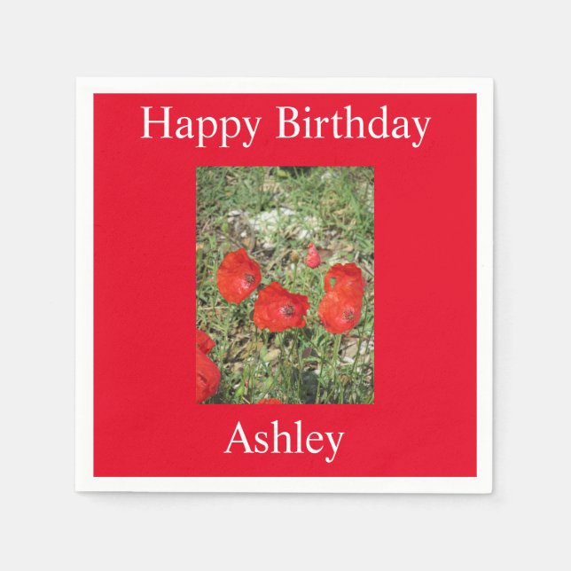 Corfu Red Poppies Napkin (Front)