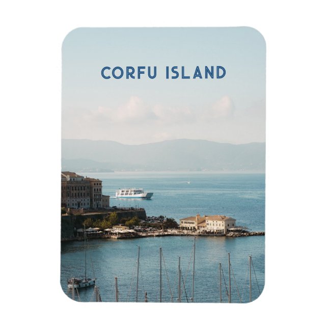 Corfu Town Harbour View, Travel Magnet (Vertical)