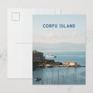 Corfu Town Harbour View, Travel Postcard
