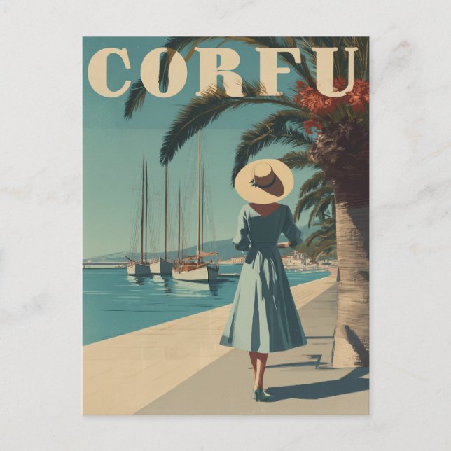 Corfu vintage travel postcard (Front)