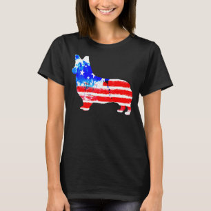 Corgi 4th Of July American Flag Watercolor Puppy U T-Shirt
