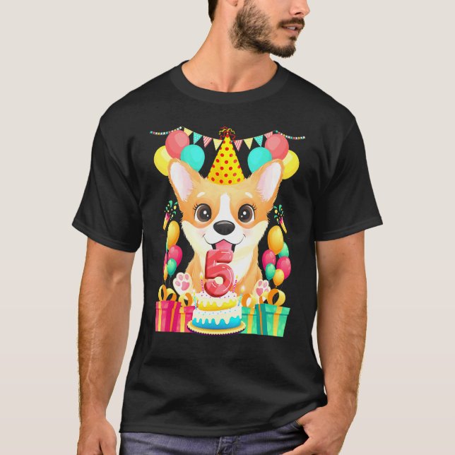 Corgi 5th Birthday 5 Year Old T-Shirt (Front)