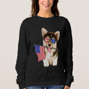 Corgi American Flag Patriotic Corgi Dog 4th Of Jul Sweatshirt