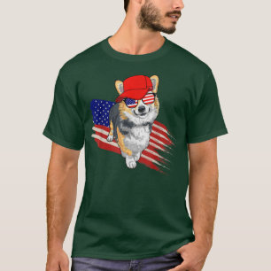 Corgi American Flag USA Patriotic Funny 4th Of Jul T-Shirt