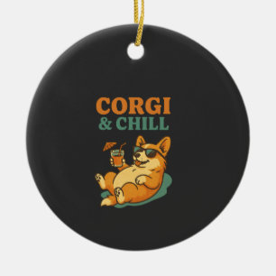 Corgi and Chill Ceramic Tree Decoration