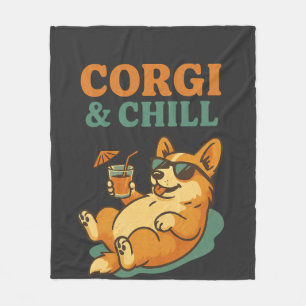 Corgi and Chill Fleece Blanket