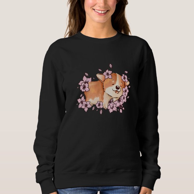 Corgi and  corgi with sakura and cherry blossom  2 sweatshirt (Front)