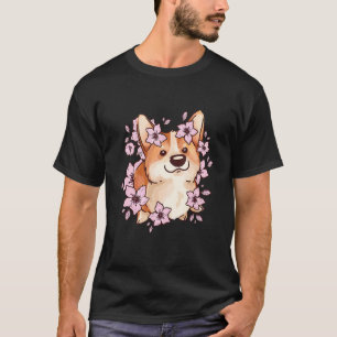 Corgi and corgi with sakura and cherry blossom T-Shirt