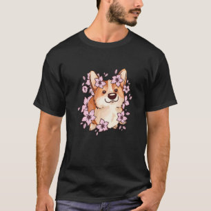 Corgi and corgi with sakura and cherry blossom T-Shirt