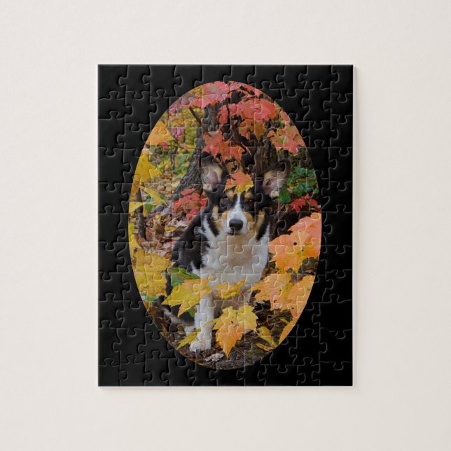 Corgi and Fall Colours Design Jigsaw Puzzle (Vertical)