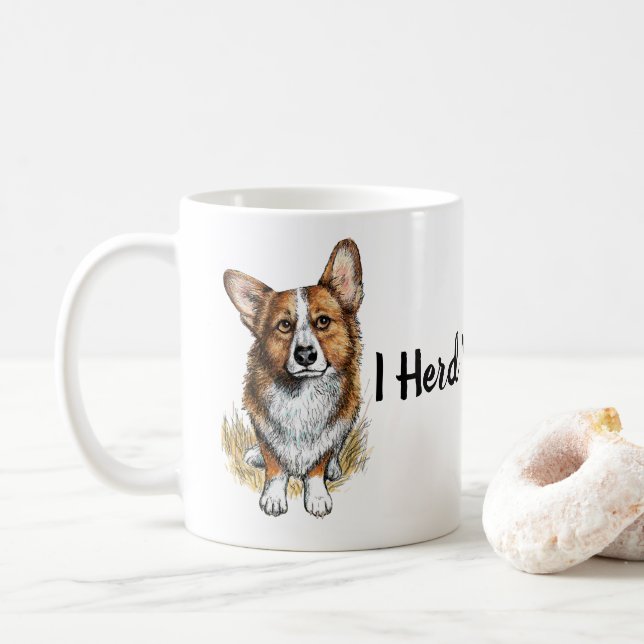 Corgi and herd of cattle coffee mug (With Donut)
