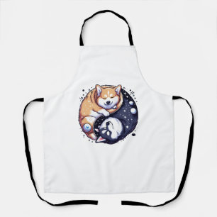 Corgi And Husky On Space Yin And Yang Essential T- Apron