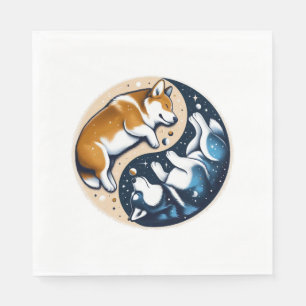 Corgi And Husky On Space Yin And Yang Essential T- Napkin